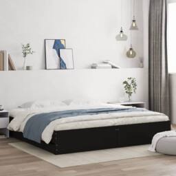 Berkfield Home Modern Bed Frame with Drawers without Mattress Black 160x200 cm - thumbnail 2