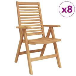Berkfield Home Modern Garden Chairs Foldable 8 pcs Solid Wood Teak in Brown - thumbnail 1