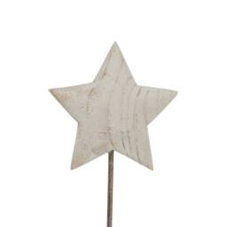 Lemon Pavilion Furniture and Decor Whitewashed Rustic Star on Stand - Metal - L9 x W13 x H43 cm - White - thumbnail 2