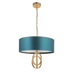 Netlighting 'TRENTO' Dimmable 3 Light Stylish Indoor Fabric Pendant Ceiling Lamp in Gold - thumbnail 5