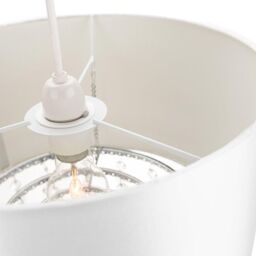 Happy Homewares Modern Satin Fabric Pendant Light Shade with Acrylic Droplets in White - Size: 12 inches - thumbnail 3