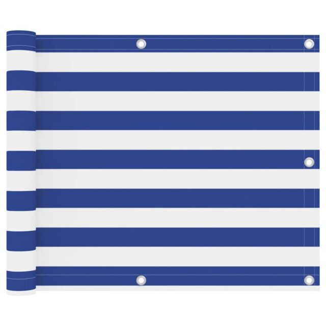 Berkfield Home Balcony Screen White & Blue 75x400 cm Oxford Fabric - image 1