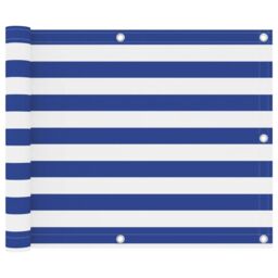 Berkfield Home Balcony Screen White & Blue 75x400 cm Oxford Fabric - thumbnail 1