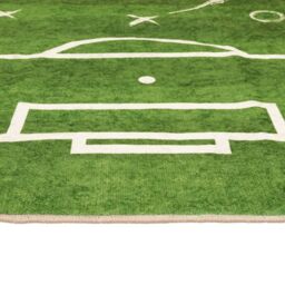 Berkfield Home Kids' Rug Green 160x230 cm Football Field Washable Anti Slip - Size: 100 cm diameter - thumbnail 6
