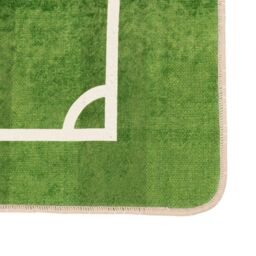 Berkfield Home Kids' Rug Green 160x230 cm Football Field Washable Anti Slip - Size: 100 cm diameter - thumbnail 3