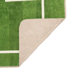 Berkfield Home Kids' Rug Green 160x230 cm Football Field Washable Anti Slip - Size: 100 cm diameter - thumbnail 4