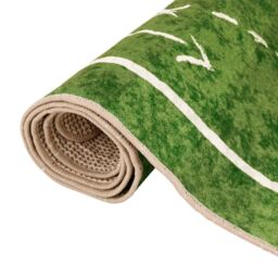 Berkfield Home Kids' Rug Green 160x230 cm Football Field Washable Anti Slip - Size: 100 cm diameter - thumbnail 5