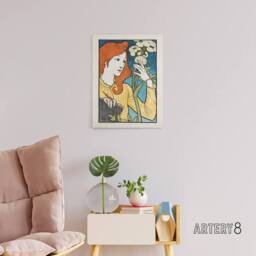"Artery8 Salon des Cent Woman With Flower Grasset Canvas Wall Art Print - Size: W18"" x H24""" - thumbnail 3