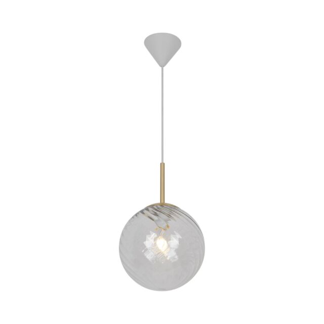 Nordlux Vintage Indoor Pendant Light Brass Metal E27 Swirl Glass - Mains Powered, IP20 in Gold - image 1