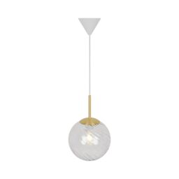 Nordlux Vintage Indoor Pendant Light Brass Metal E27 Swirl Glass - Mains Powered, IP20 in Gold - thumbnail 3