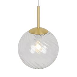 Nordlux Vintage Indoor Pendant Light Brass Metal E27 Swirl Glass - Mains Powered, IP20 in Gold - thumbnail 4