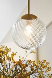 Nordlux Vintage Indoor Pendant Light Brass Metal E27 Swirl Glass - Mains Powered, IP20 in Gold - thumbnail 7