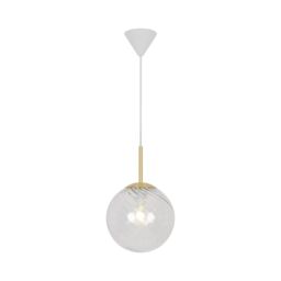 Nordlux Vintage Indoor Pendant Light Brass Metal E27 Swirl Glass - Mains Powered, IP20 in Gold - thumbnail 2