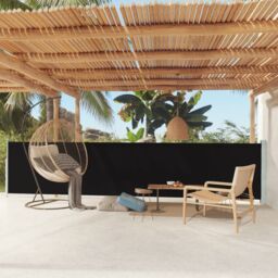 Berkfield Home Patio Retractable Side Awning 117x600 cm Black - thumbnail 1