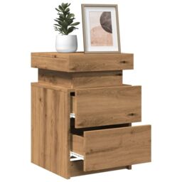 Berkfield Home Bedside Cabinet with LED Artisian Oak 35x39x55 cm Engineered Wood in Brown - Size: 35 x 39 x 55 cm - thumbnail 5