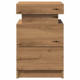 Berkfield Home Bedside Cabinet with LED Artisian Oak 35x39x55 cm Engineered Wood in Brown - Size: 35 x 39 x 55 cm - thumbnail 6