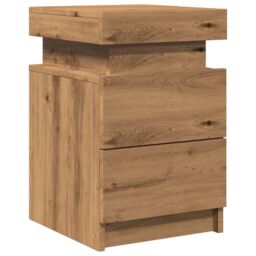 Berkfield Home Bedside Cabinet with LED Artisian Oak 35x39x55 cm Engineered Wood in Brown - Size: 35 x 39 x 55 cm - thumbnail 3