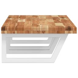 Berkfield Home Elegant Basin Shelf Wall Mounted Steel & Solid Wood Acacia in Brown - thumbnail 5