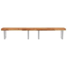 Berkfield Home Elegant Basin Shelf Wall Mounted Steel & Solid Wood Acacia in Brown - thumbnail 4