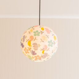 ValueLights Annie Bold Floral Natural Fabric Globe Ball Ceiling Lamp Shade - thumbnail 3