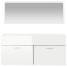 Berkfield Home Bathroom Cabinet with Mirror High Gloss White Engineered Wood - thumbnail 5