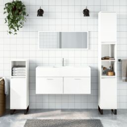 Berkfield Home Bathroom Cabinet with Mirror High Gloss White Engineered Wood - thumbnail 1