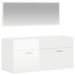 Berkfield Home Bathroom Cabinet with Mirror High Gloss White Engineered Wood - thumbnail 2