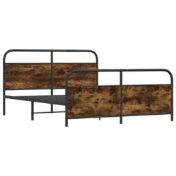 Berkfield Home Metal Bed Frame without Mattress Smoked Oak 160x200 cm in Brown - thumbnail 3