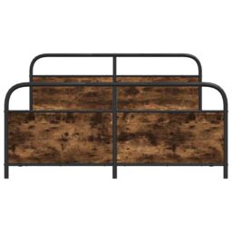 Berkfield Home Metal Bed Frame without Mattress Smoked Oak 160x200 cm in Brown - thumbnail 5