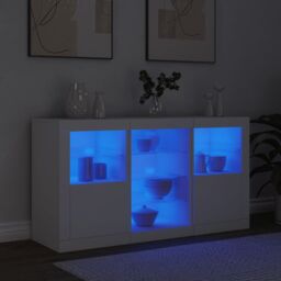 Berkfield Home Sideboard with LED Lights White 123x37x67 cm - Size: 123 x 37 x 67 cm - thumbnail 4