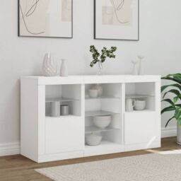 Berkfield Home Sideboard with LED Lights White 123x37x67 cm - Size: 123 x 37 x 67 cm - thumbnail 3
