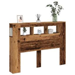 Berkfield Home LED Headboard Old Wood 140x18.5x103.5 cm Engineered Wood in Brown - thumbnail 5