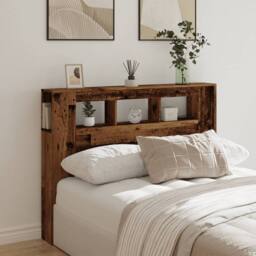 Berkfield Home LED Headboard Old Wood 140x18.5x103.5 cm Engineered Wood in Brown - thumbnail 4
