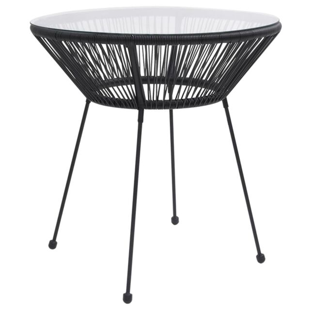 Berkfield Home Garden Dining Table Black Ã˜70x74 cm Rattan & Glass - Size: 70x74 cm - image 1