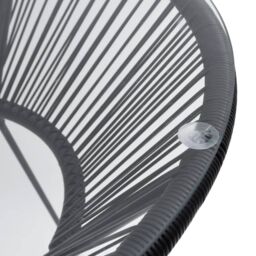 Berkfield Home Garden Dining Table Black Ã˜70x74 cm Rattan & Glass - Size: 70x74 cm - thumbnail 3