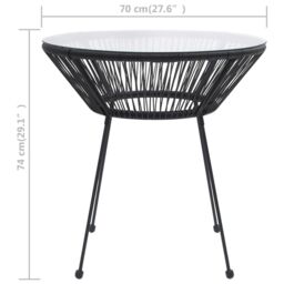 Berkfield Home Garden Dining Table Black Ã˜70x74 cm Rattan & Glass - Size: 70x74 cm - thumbnail 4