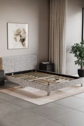 Home Discount Vida Designs Victoria Double Bed Frame Velvet Fabric UKFR Storage in Silver - thumbnail 2