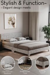 Home Discount Vida Designs Victoria Double Bed Frame Velvet Fabric UKFR Storage in Silver - thumbnail 4