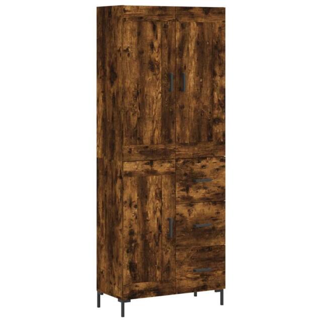 Berkfield Home Highboard Smoked Oak 69.5x34x180 cm Engineered Wood in Brown - image 1