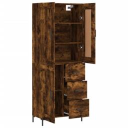 Berkfield Home Highboard Smoked Oak 69.5x34x180 cm Engineered Wood in Brown - thumbnail 4