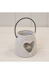 KDMD Natural Ceramic Tealight Holder With Cut Out Heart Detail - thumbnail 2
