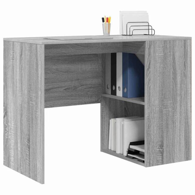 Berkfield Home Modern Writing Desk Grey Sonoma Wood Standard Storage - image 1