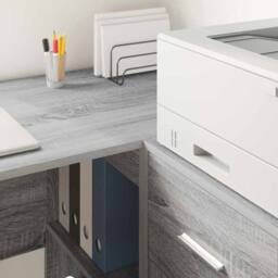 Berkfield Home Modern Writing Desk Grey Sonoma Wood Standard Storage - thumbnail 4