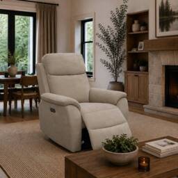 Aspire Richmond Power Recliner Armchair (1 Seater), Chenille Natural - thumbnail 2
