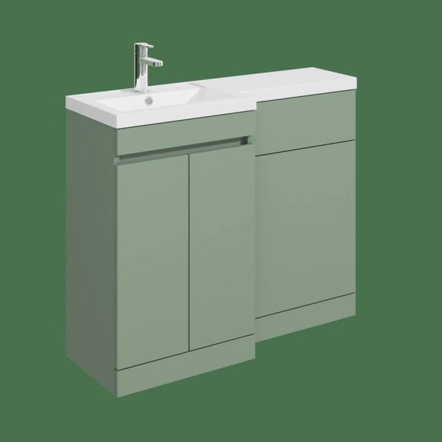 Balterley 1000mm Floor Standing Unit & Left Hand Polymarble Basin - Green - image 1