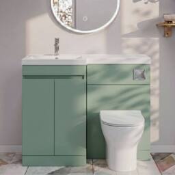 Balterley 1000mm Floor Standing Unit & Left Hand Polymarble Basin - Green - thumbnail 3