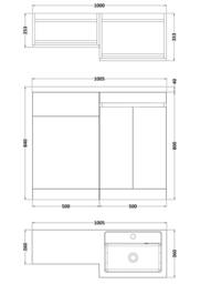 Balterley 1000mm Floor Standing Unit & Left Hand Polymarble Basin - Green - thumbnail 2