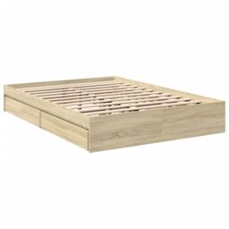 Berkfield Home Bed Frame with Drawers without Mattress Sonoma Oak 120x200 cm in Brown - Size: Small Double - thumbnail 6