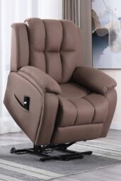 More4Homes Brookline Electric Technology Fabric Single Motor Rise Recliner Chair in Light Brown
