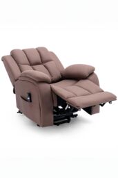 More4Homes Brookline Electric Technology Fabric Single Motor Rise Recliner Chair in Light Brown - thumbnail 3
